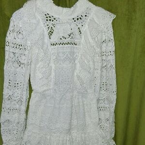 Sea New York White Lace Long Sleeve Dress